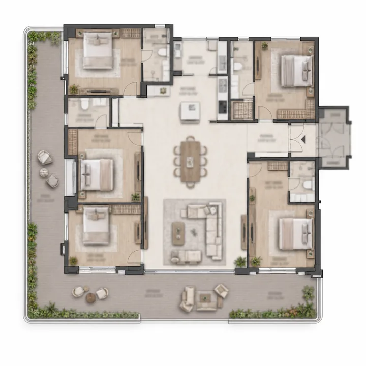 Mahindra Navrat Sadahalli 4 BHK floor plan layout - indicative, 2,150-2,500 sq ft Mahindra Navrat Sadahalli 4 BHK floor plan layout - indicative, 2,150-2,500 sq ft